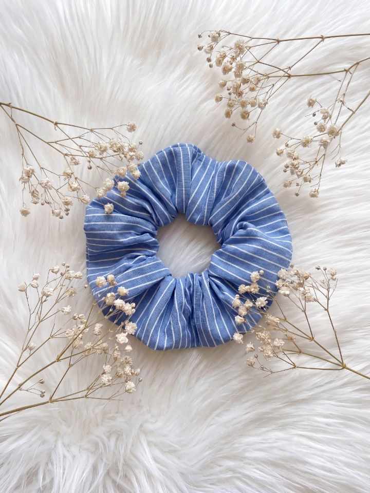 Blue Stripe Hair Scrunchie