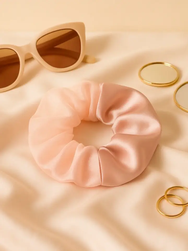 Pink Satin Scrunchie