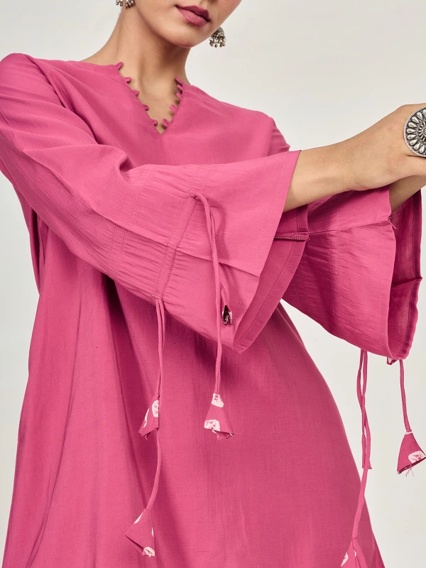 Pink A-Line Kurta & Farshi Pants Set 3