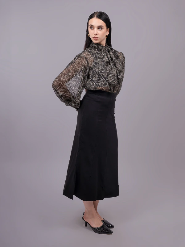 Black Printed Georgette Formal Top 5