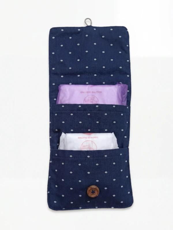 Navy Blue Diamond Drop Print Sanitary Pad Pouch 4