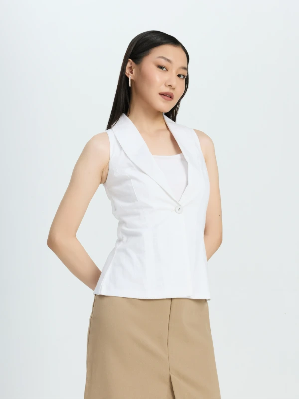 White Shawl Collar Formal Waistcoat For Women 3