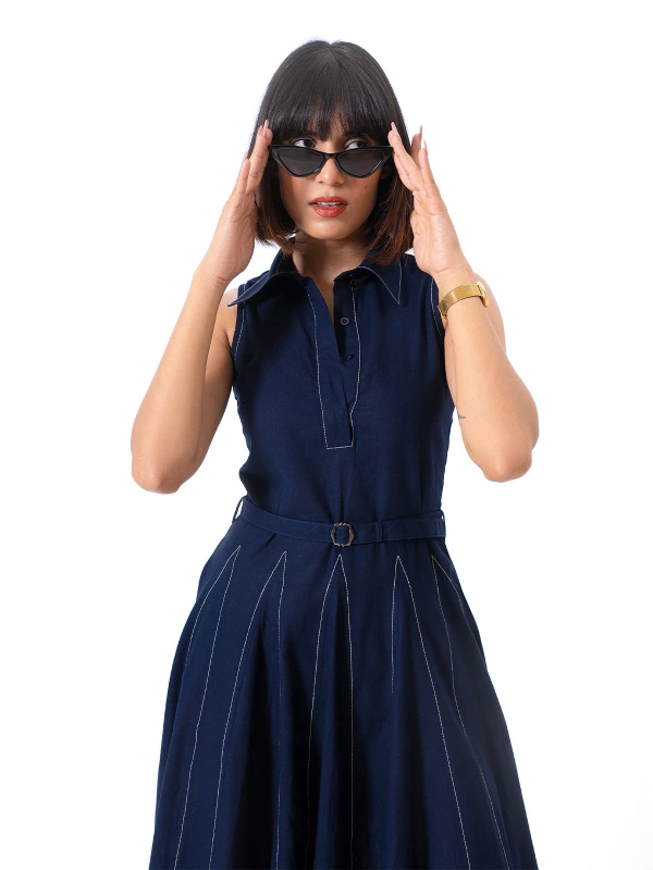 Blue Fit and Flare Formal Dress 7