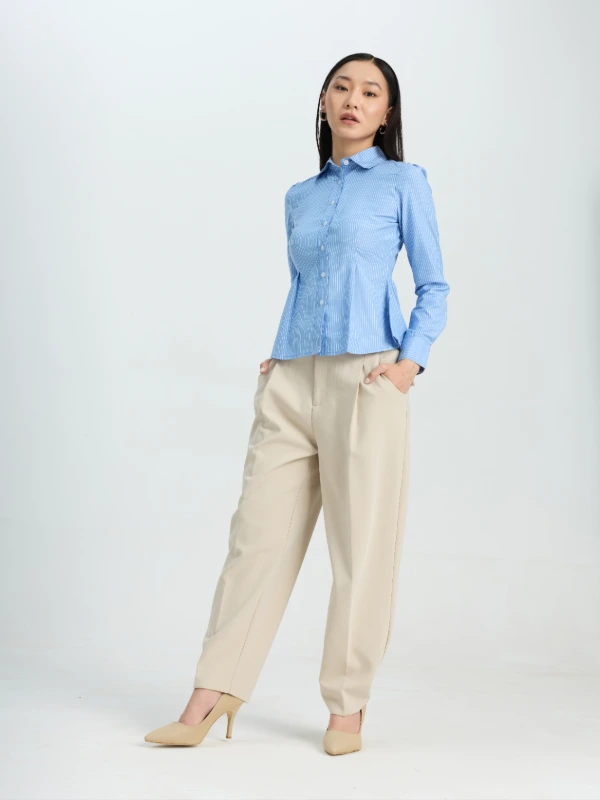 Striped fit flare formal shirt 1