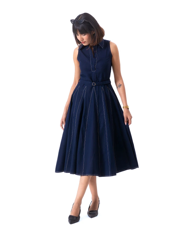 Blue Fit and Flare Formal Dress 5
