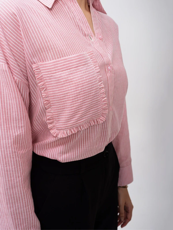 Pink Striped Cotton Formal Shirt For Office Wear 7