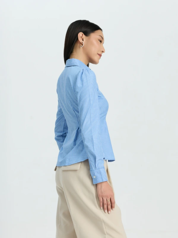 Striped fit flare formal shirt 4