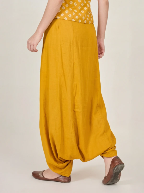 Yellow Solid Dhoti Pants For Women 3