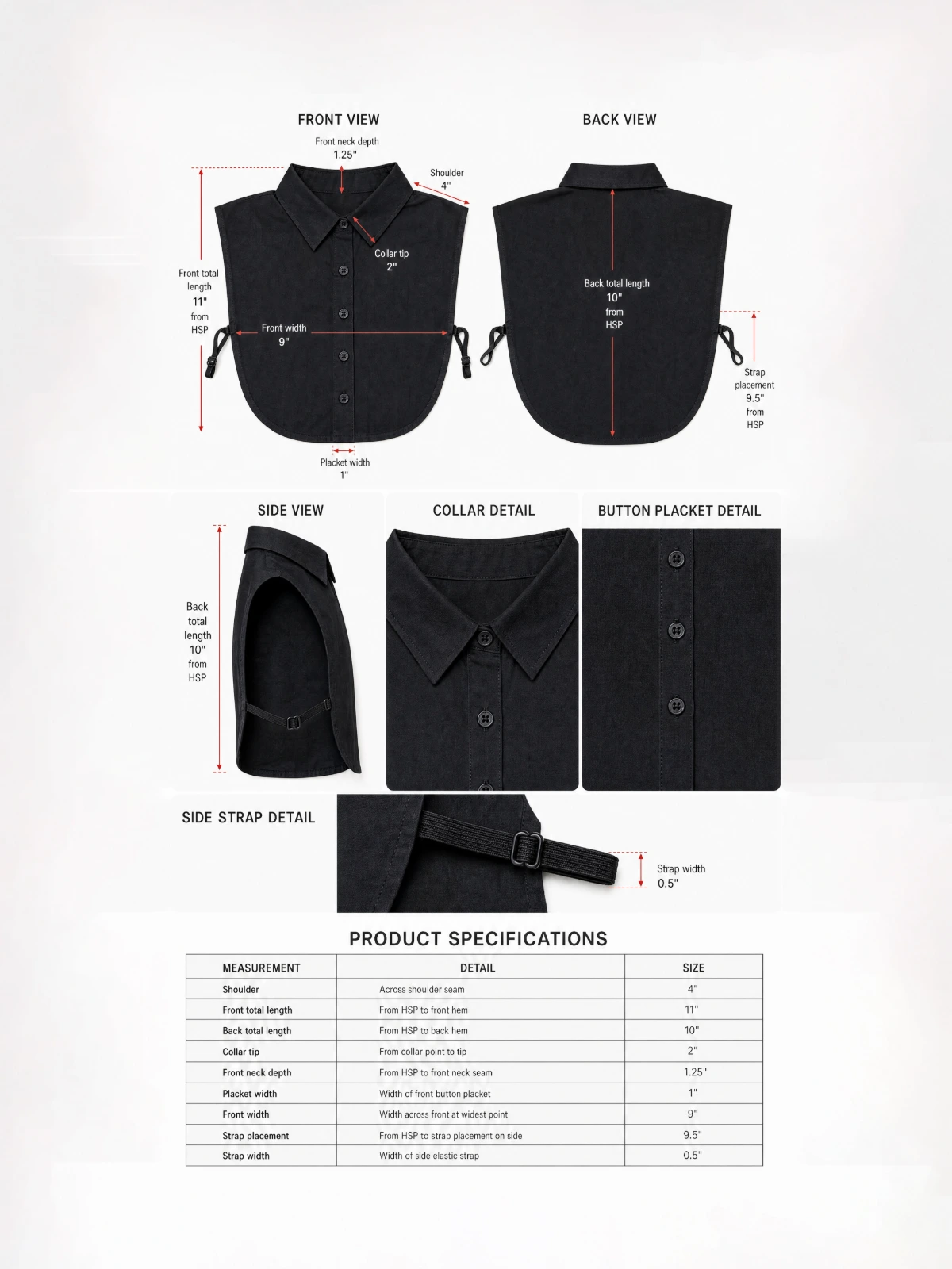 Black Fake Shirt Collar thumbnail 6