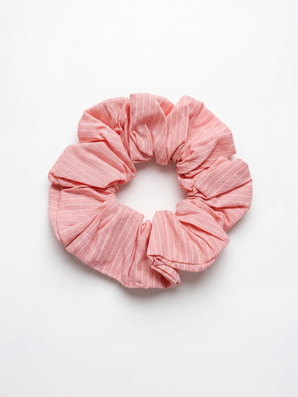 Peach Stripe Hair Scrunchie 4