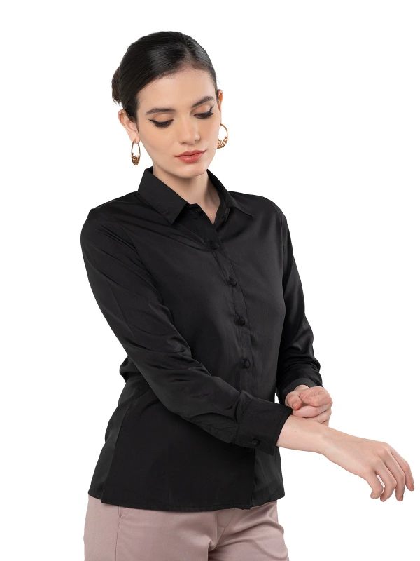 Black Formal Shirt With Classic Collar And Full Sleeves 6