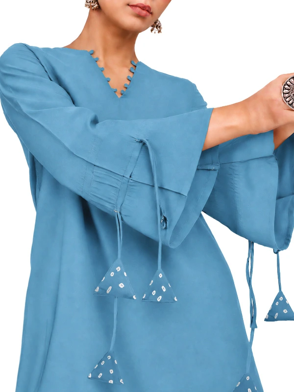 Blue A-Line Kurta & Farshi Pants Set 3