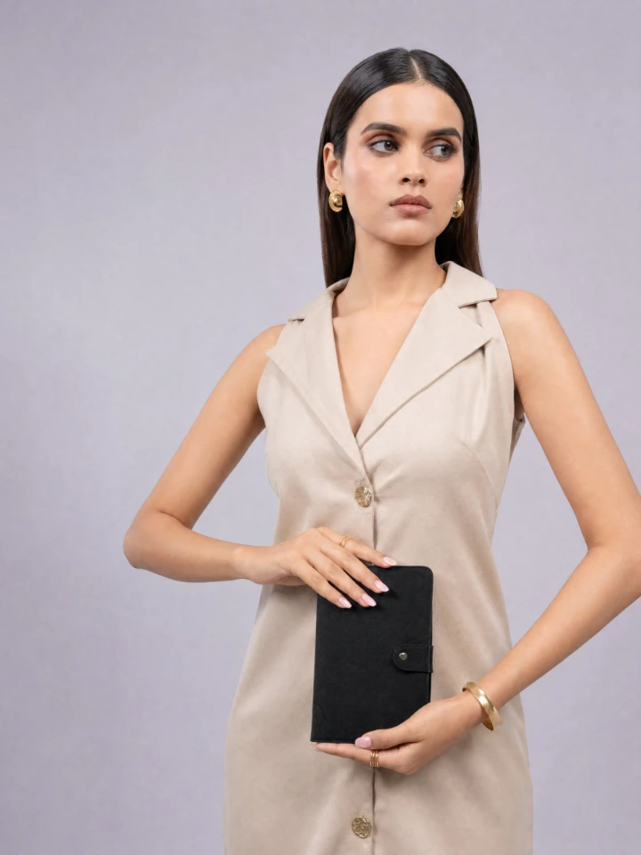 Black Diary Cover with Multi-Utility Pockets