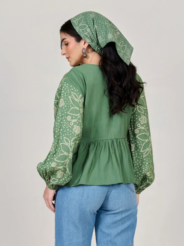 Green Bandhani Printed Bandana headband