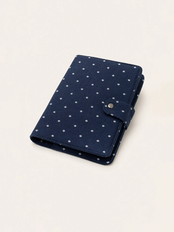 Navy Blue Diamond Print Diary Cover with Multi-Utility Pockets