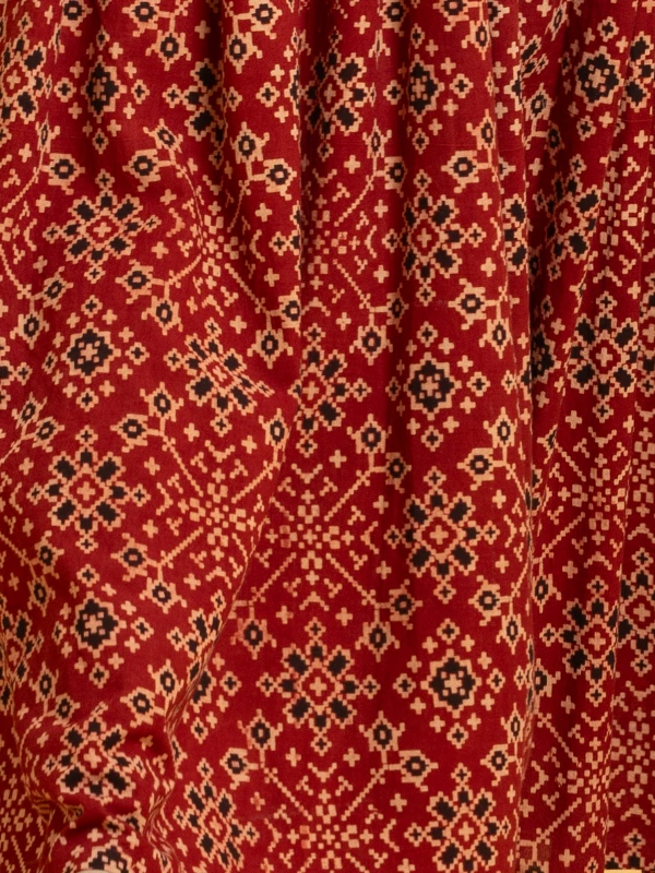 Maroon Ajrakh Printed Fit-and-Flare Maxi Dress 7