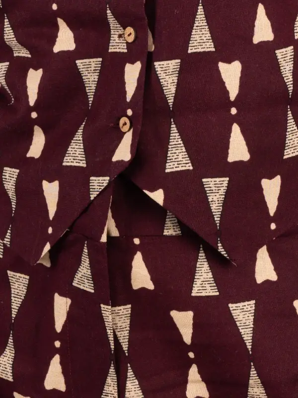 Maroon Printed Waistcoat And Trousers Cotton Co-Ords 7