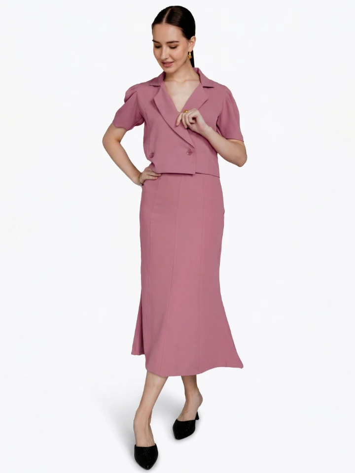 Pink Formal Blazer with Skirt Co-ord Set