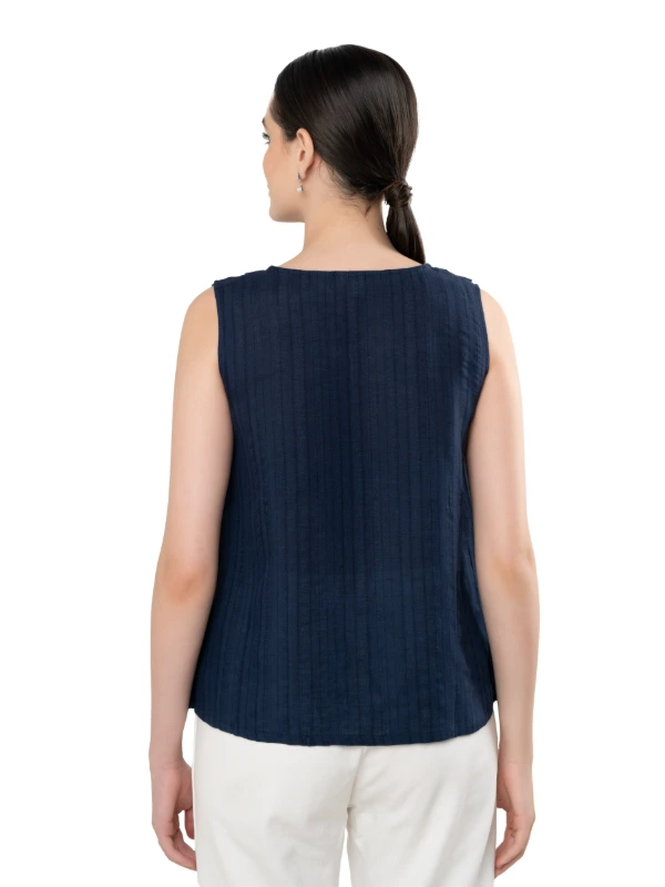 Blue Wrap-Style Loose Fit Top For Women 3