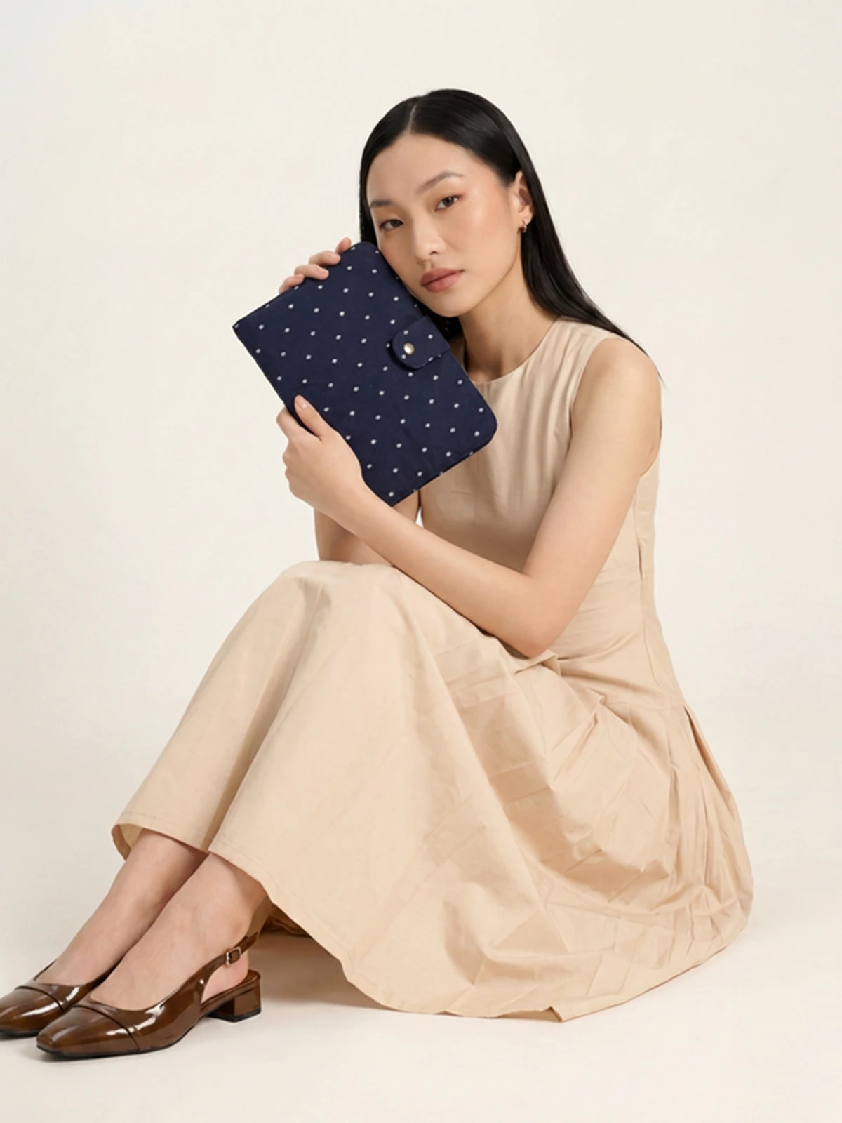 Navy Blue Diamond Print Diary Cover with Multi-Utility Pockets thumbnail 8