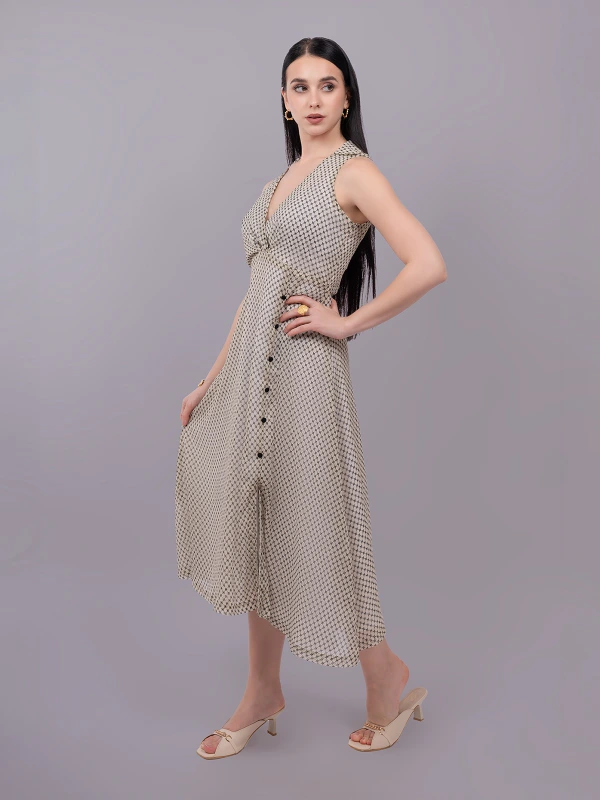 Off-White Printed Formal Fit & Flare Dress 4