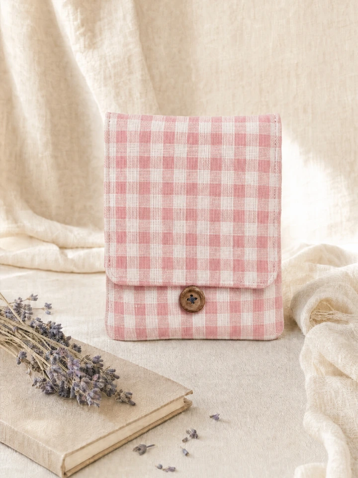 Light Pink Gingham Print Sanitary Pad Pouch