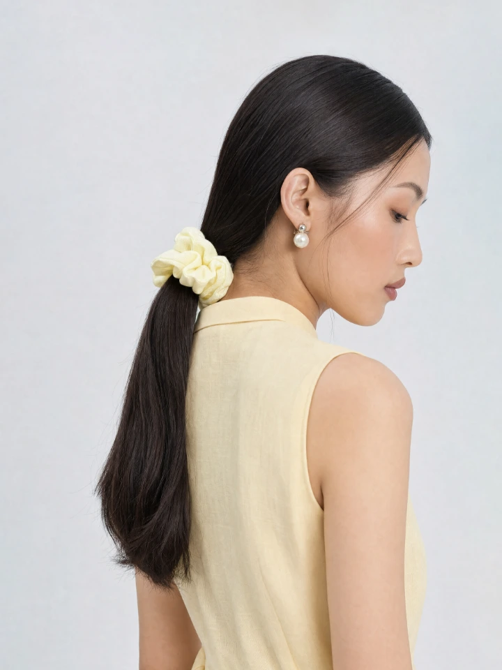 Yellow Solid Hair Scrunchie
