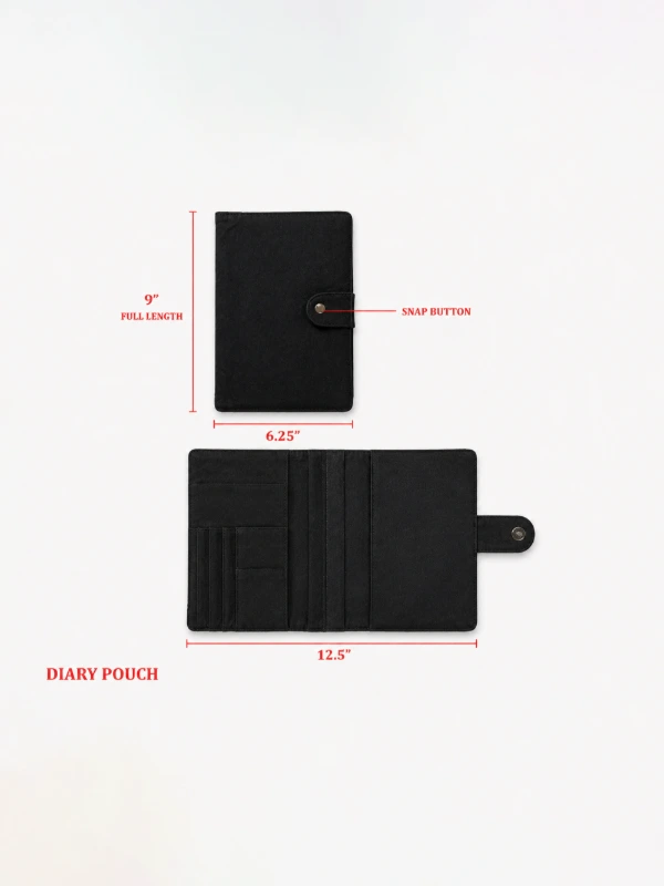 Black Diary Cover with Multi-Utility Pockets 5