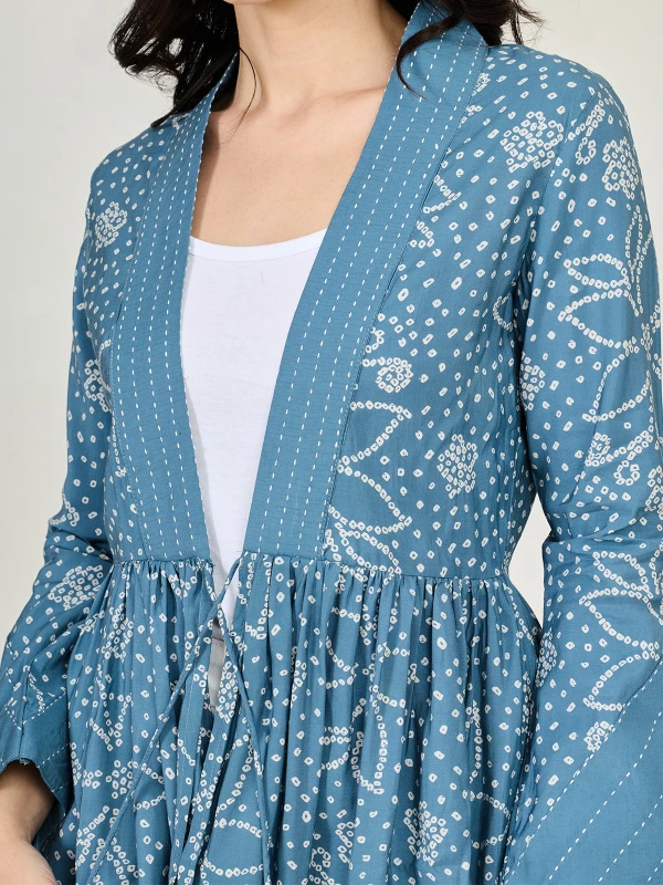 Blue Printed Peplum Shrug 3