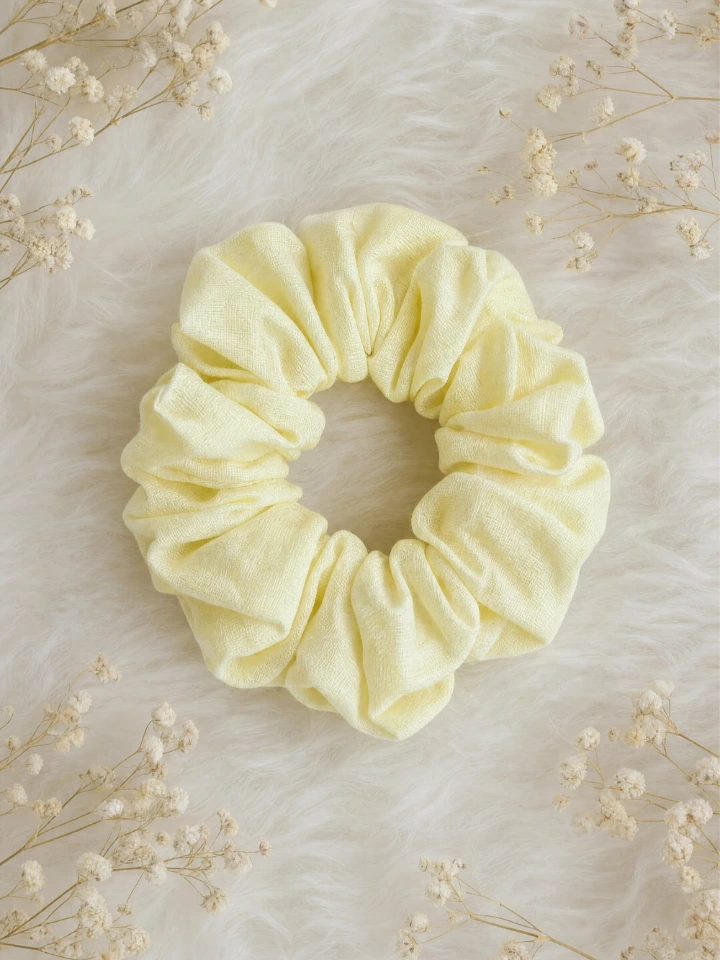 Yellow Solid Hair Scrunchie
