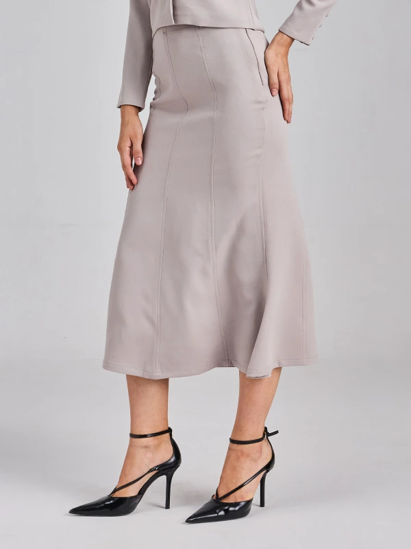 Light Grey Slim Fit Formal Skirt for Women 3