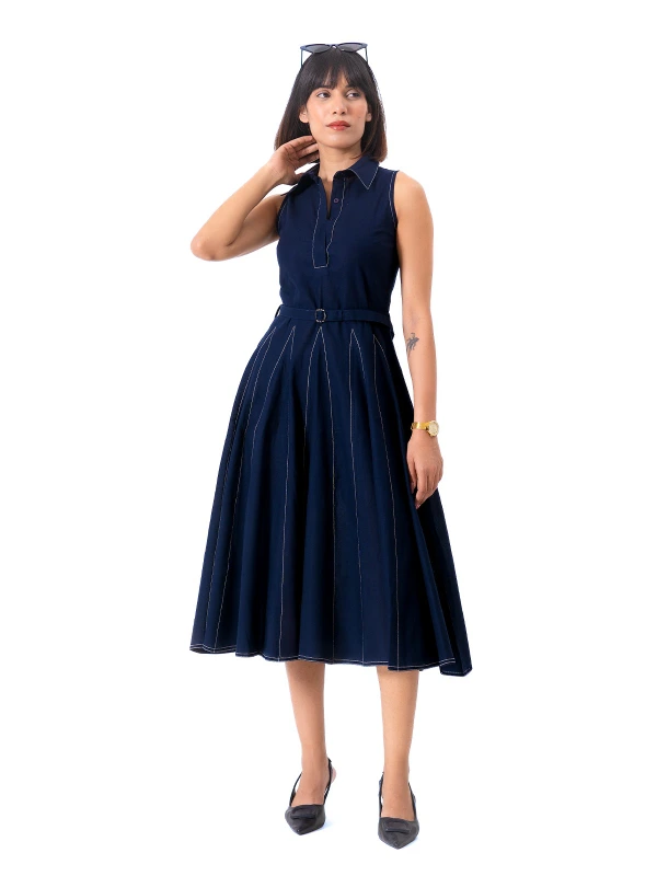 Blue Fit and Flare Formal Dress 2