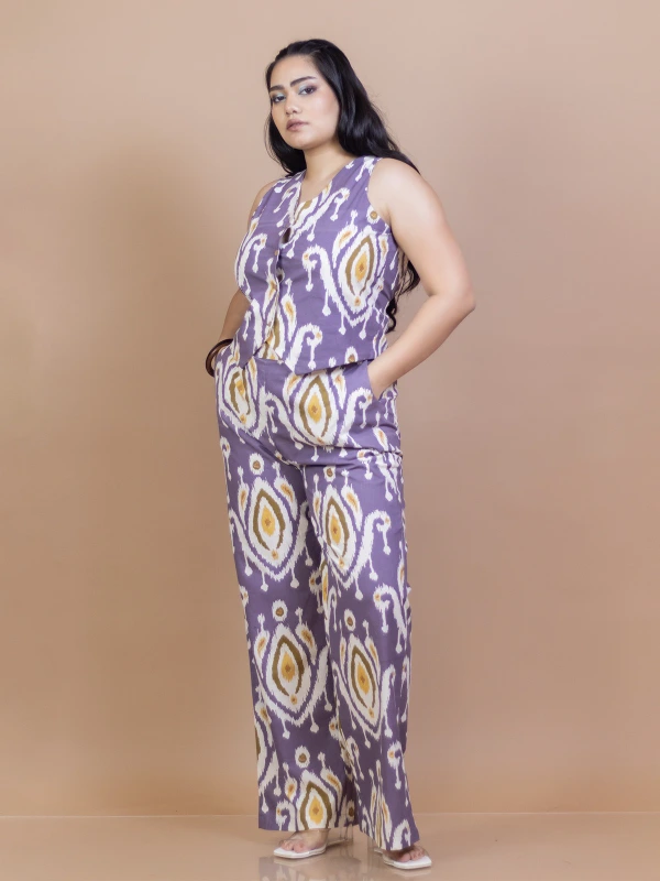 Purple Ikat Cotton Waistcoat 2