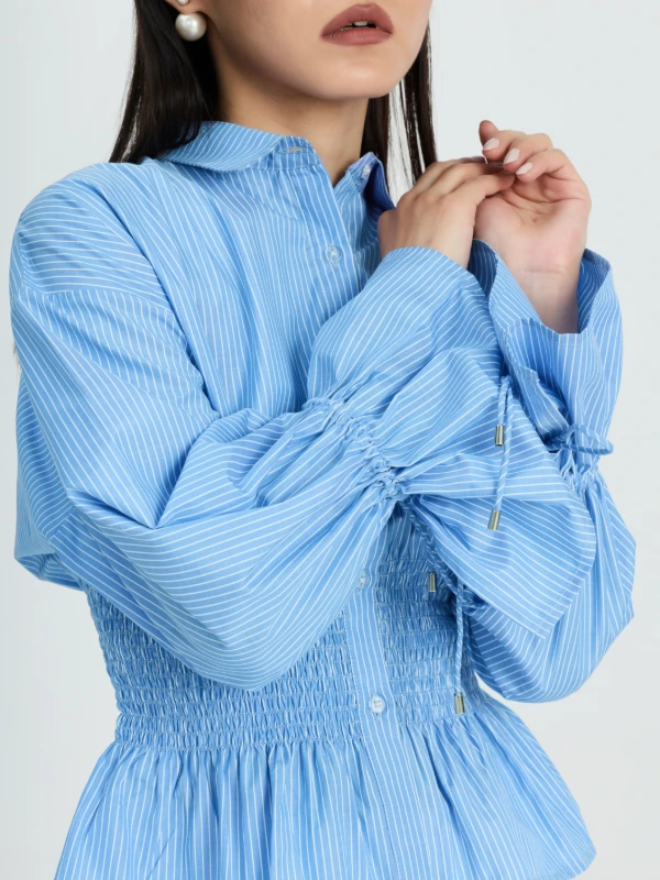 Striped Formal Shirt with Smocked Waist 5