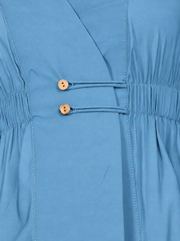 Blue Solid Sleeveless Wrap Top 6