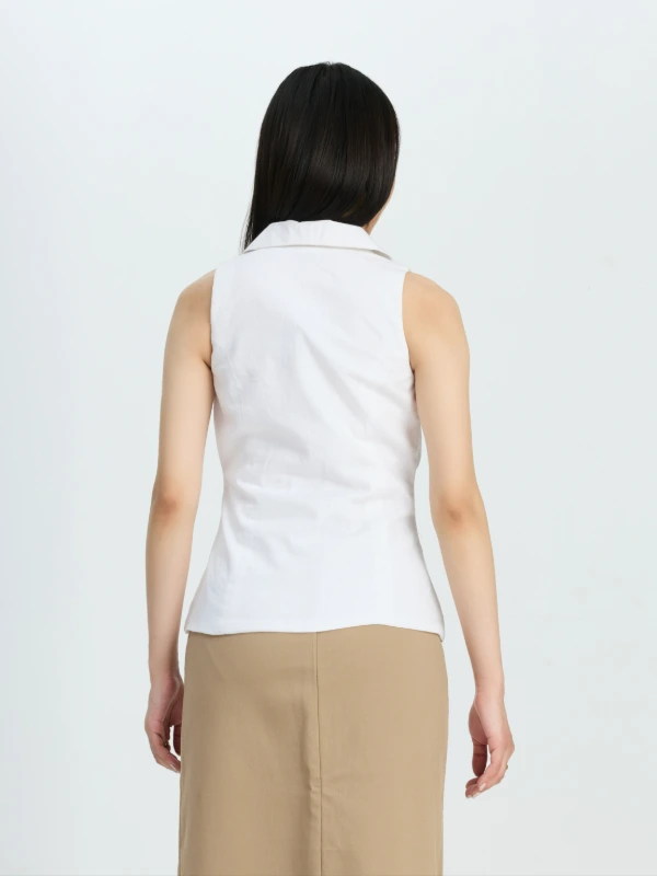 White Shawl Collar Formal Waistcoat For Women 4