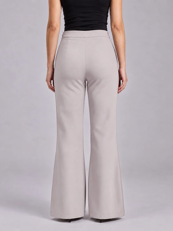 Light Grey high rise Straight-Fit Formal Pants 6